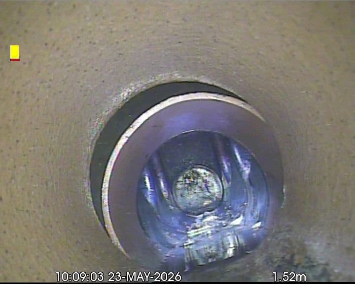 Camera view inside a drain during a CCTV survey